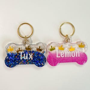 Glitter Resin Pet Tag: King/Princess Mix & Match - Handmade