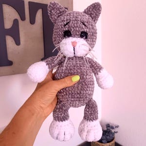 Gift For Cat Lover,Plush Crochet Cat, Handmade Amigurumi Kitten, Soft Plush Yarn Toy, Unique Gift For Kids, Stuffed Animal Keepsake