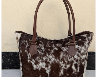 Borsa tote in pelliccia di mucca: borsa western con stampa in vera pelle di mucca