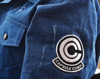 Hero Jacket DBZ Insp Capsule Corp Woman  Cropped Denim Jacket for Cosplay & Fan Gift