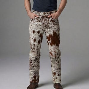 レザーパンツ カウ柄プリント Cow print pants cowboy - Etsy 日本