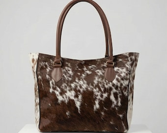 Bolso tote de piel de vaca: Bolso estilo western con estampado de piel de vaca de pelo auténtico