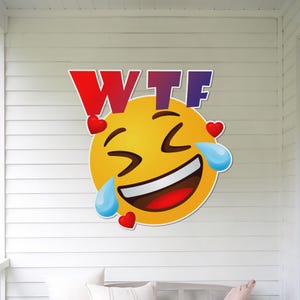 Benutzerdefinierte lustige Emoji Metall Wand Kunst | WTF Smiley Gesicht | Jugendzimmer Dopamin Dekor | Lachendes Emoji Wandbehang | Farbenfrohe Ausdruckskunst