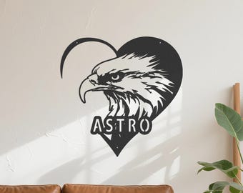 Personalisierte American Eagle Herz Metall Wandkunst: Vaterländische Wohnkultur