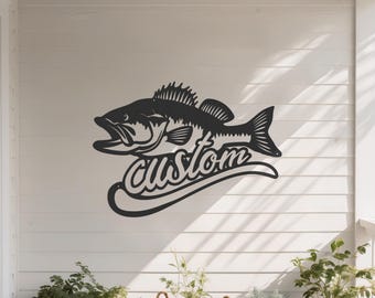 Personalisiertes Barsch Metall Schild: Personalisiertes Fischer Geschenk für Freund