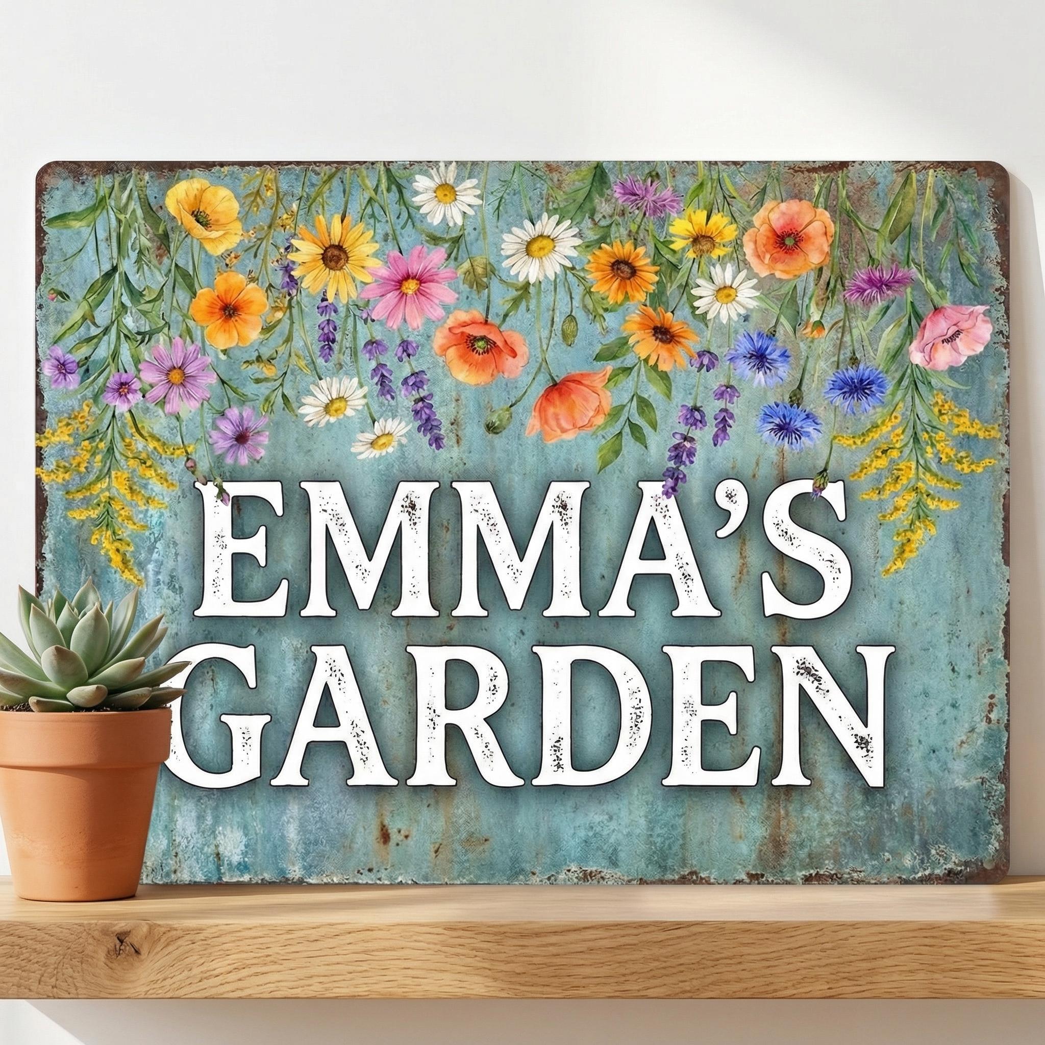 Personalized Metal Garden Sign • Custom Name Outdoor Wall Decor ...