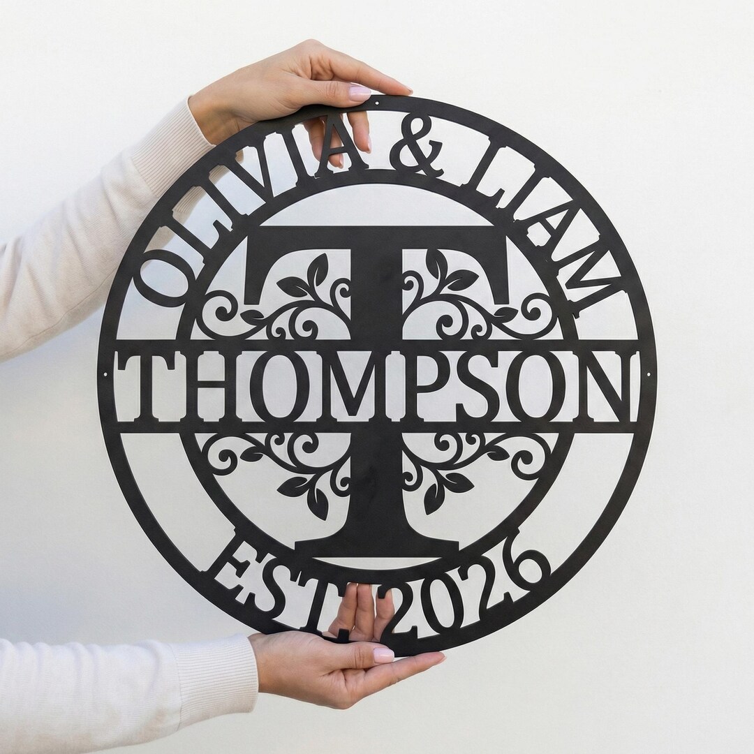 Personalized Family Name Sign – Custom Metal Monogram Wall Art ...