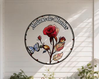 Aangepaste metalen bord geboortebloem: gepersonaliseerde muurkunst familienaam
