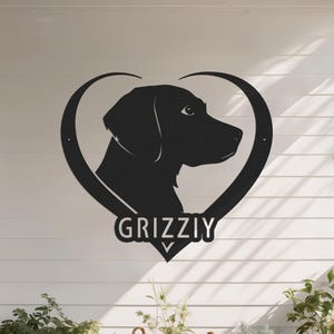 Personalized Name Dog Heart Metal Wall Art - Custom Name Pet Lover&#39;s Gift, Animal Decor for Living Room Bedroom Entryway - Pet Memorial Sign