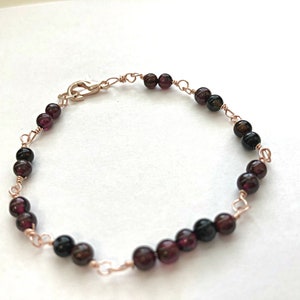 Garnet Layering Bracelet, January Birthstone Bracelet, Red Garnet Bracelet, Layering Bracelet, Birthstone Jewelry