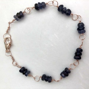 Iolite Bracelet, Gemstone Bracelet, Water Sapphire Iolite Gemstone, Rose Gold Dainty Layering Bracelet