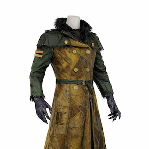 Men’s Fantasy Ranger Coat – Distressed Cotton Fabric Hooded Long Jacket Costume