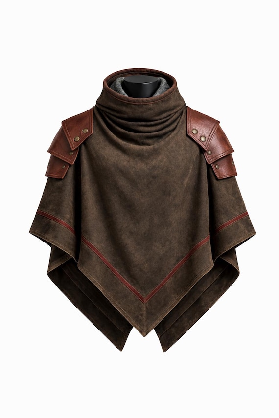 Handmade Leather & Cotton Tactical Poncho - Post-apocalyptic