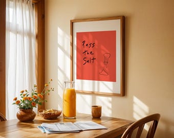 Kitchen Wall Art - "Pass the Salt" Digital Download - Minimalist Cooking Print - Modern Typography Poster - Instant Download