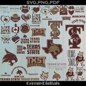 High Quality Texas State University SVG, Athletics, TXST, Bobcats SVG, Football, College, Basketball, Digital File.