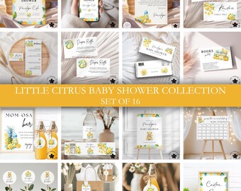 Orange & Lemon Baby Shower Bundle – Citrus Theme Digital Download | Editable Templates | A013