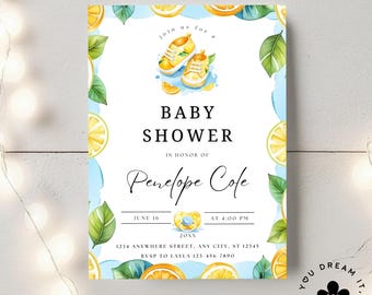 Citrus Baby Shower Invitation: Orange Lemon Theme (Digital Download A013)