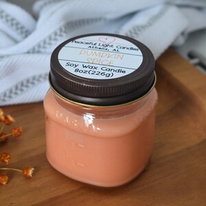 Pumpkin Spice Soy Candle - Wood Wick Fall Candle - Autumn Home Decor - Multiple Sizes - Pumpkin Candle Gift