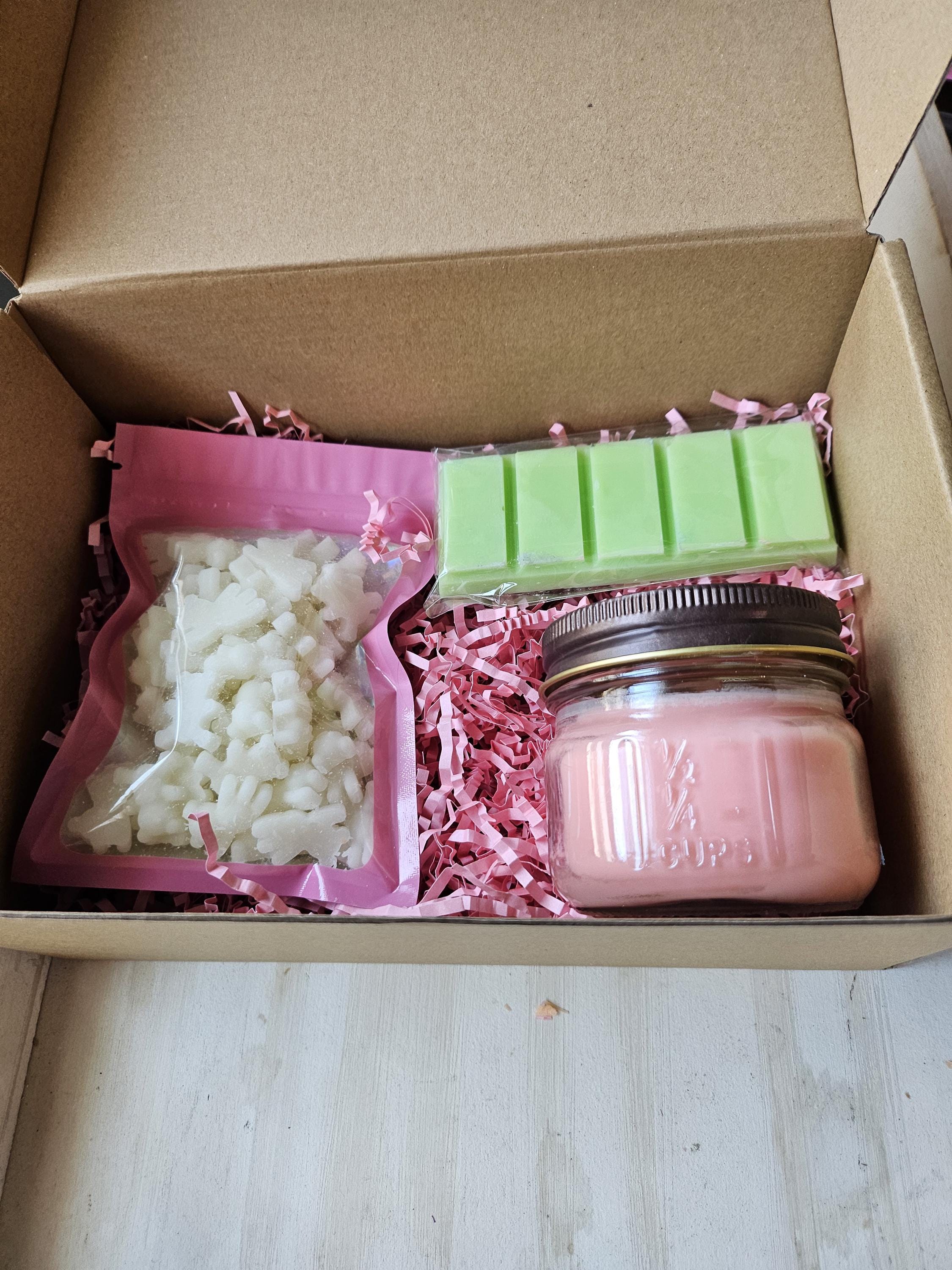 Scented Candle and Wax Melt Gift Box – Handmade Soy Wax Candle, Wax Melts, and Bar Melt | Perfect for Birthdays, Self-Care & Gifting