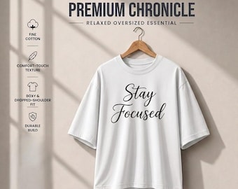 Camiseta con tipografía "Mantente enfocado" / Camiseta con cita motivacional
