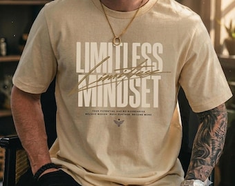 Camiseta con mentalidad sin límites / Camiseta con tipografía motivacional