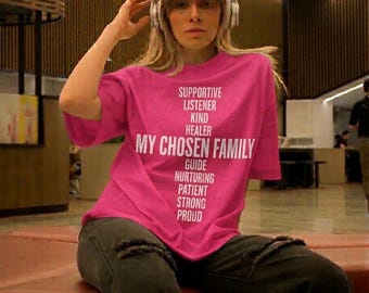 Camiseta con diseño de cruz de Mi Familia Elegida / oyente comprensivo, sanador amable, protector y orgulloso