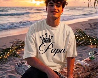 Camiseta con la palabra "Papa" y corona / Camiseta de papá, camiseta con tipografía de padre
