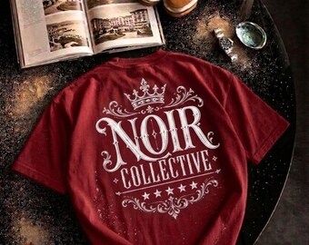 Camiseta con logo de la corona de Noir Collective / Camiseta con estampado de escudo vintage