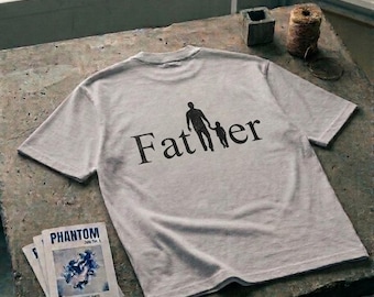 Camiseta con silueta de padre / Camiseta minimalista para papá, estampado pequeño en el pecho