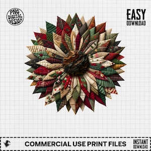 Patchwork Sunflower PNG, Sublimation Digital Download, America Shabby Chic Shirt Cottagecore Design, Trendy Png