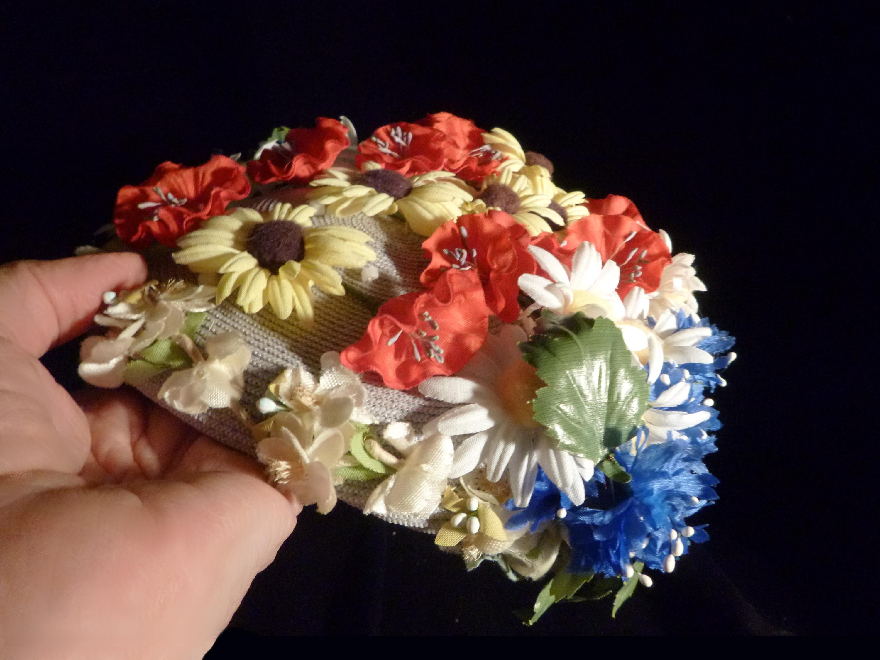 Royland Floral Pillbox Hat for Women Burgundy Flower Pillbox Hat- main image 4