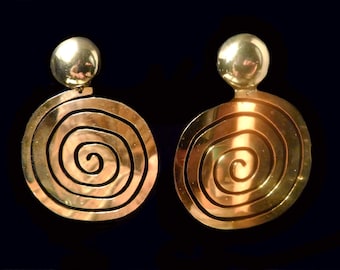 Large Spiral Earrings Clip-On