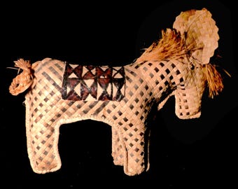 Lauhala Hawaiian Woven Horse with Tapa Cloth