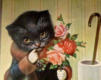 Arthur Thiele German Postcard 1909 Black Cat