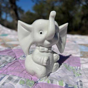 Vintage Porcelain White Elephant Figurine