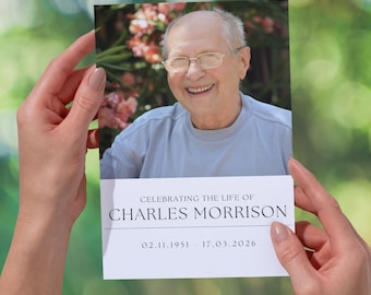 Elegant Floral Funeral Program Template: Editable Celebration of Life (104x210mm, Digital Download)