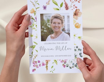 Floral Funeral Program Template: Editable Celebration of Life (Digital Download)