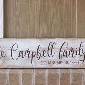 Last name sign, family name, wood sign, rustic name sign, distressed wood sign, family name plaque, Wedding decor, farmhouse sign, image 2