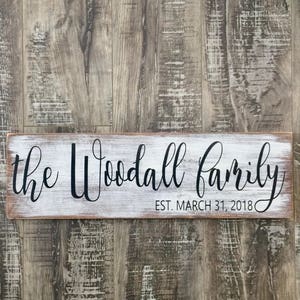 Last name sign, family name, wood sign, rustic name sign, distressed wood sign, family name plaque, Wedding decor, farmhouse sign, image 6