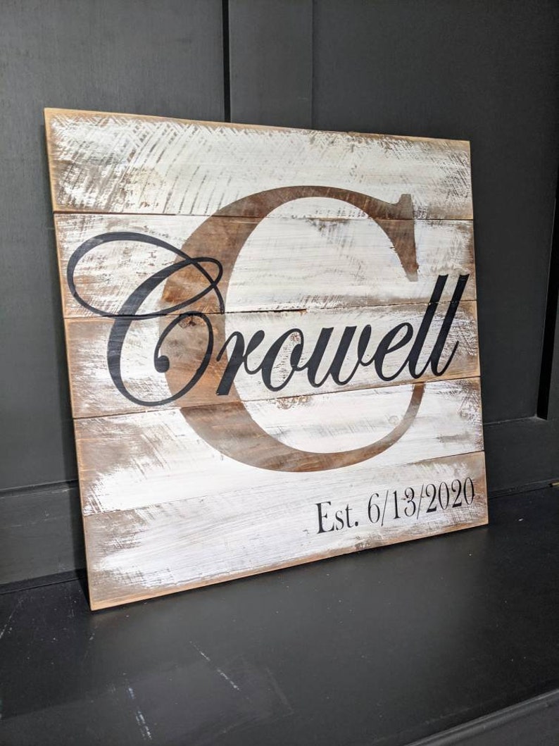 Last Name Sign Wedding Sign Established Sign Monogram Sign Etsy