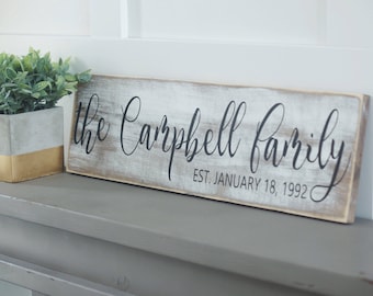 Last name sign, family name, wood sign, rustic name sign,  distressed wood sign, family name plaque, Wedding decor, farmhouse sign,