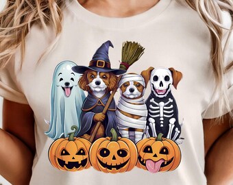 Halloween Dog Shirt, Funny Spooky Tee, Dog Lovers T-Shirt, Retro Fall Top, Cotton