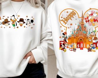 Thanksgiving Disney Shirt: Mickey and Friends (Cream, Soft Cotton)