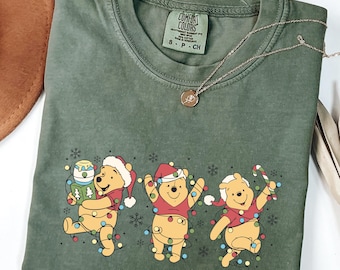 Comfort Colors Winnie-The-Pooh Christmas Lights Shirt