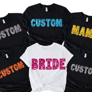 Faux Sequin Custom T-Shirt - Personalized Name Text Design