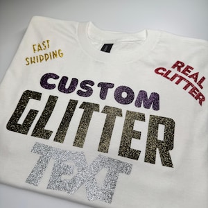 Personalized Glitter Text Shirt: Custom Gold & Silver Tee