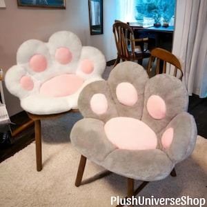 Cojín de silla con forma de pata de gato: suave y afelpado, ideal para dormitorio y oficina. Ideal como regalo para amantes de los gatos y gamers.