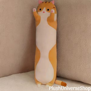 Joli coussin de corps long pour chat - Peluche chaton kawaii - Coussin doux et confortable pour enfants et adultes - Idée cadeau pour amoureux des chats