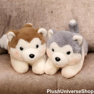 Husky Dog Plush Toy Set – Soft Kawaii Stuffed Animal Gift for Kids & Dog Lovers – Cute Husky Plushies