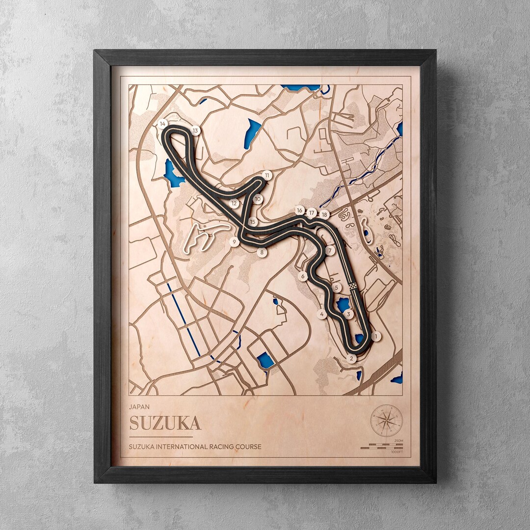 SUZUKA Race Track 3D Wooden Map – Personalized Japanese Circuit Wall ...